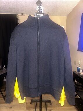 WeatherProof Navy Zip-Up Knit Sweater